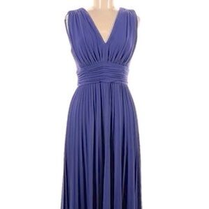 Vintage Periwinkle Violet Dress V Neck Cinched Waist Pleated Dress